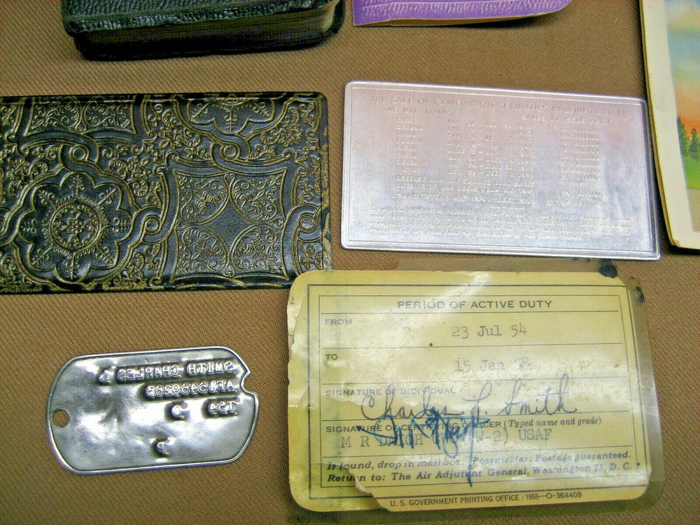 US ARMY MILITARY WWII DOG TAG CHARLES L SMITH T54 Savings Bond Plate & Old Paper
