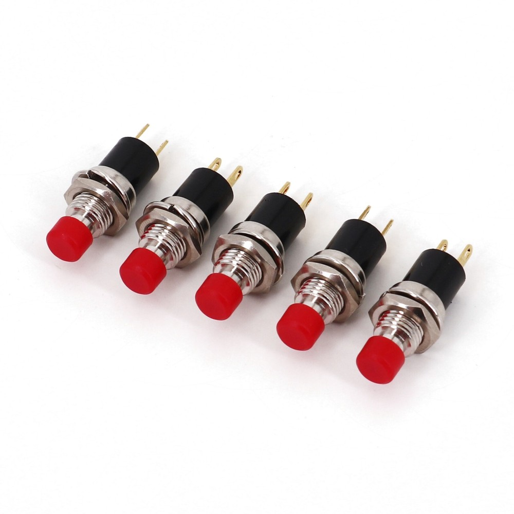 5Pcs Red PB05A 7mm 2Pin Latching ON-OFF Normally Open Mini Push Button Switch