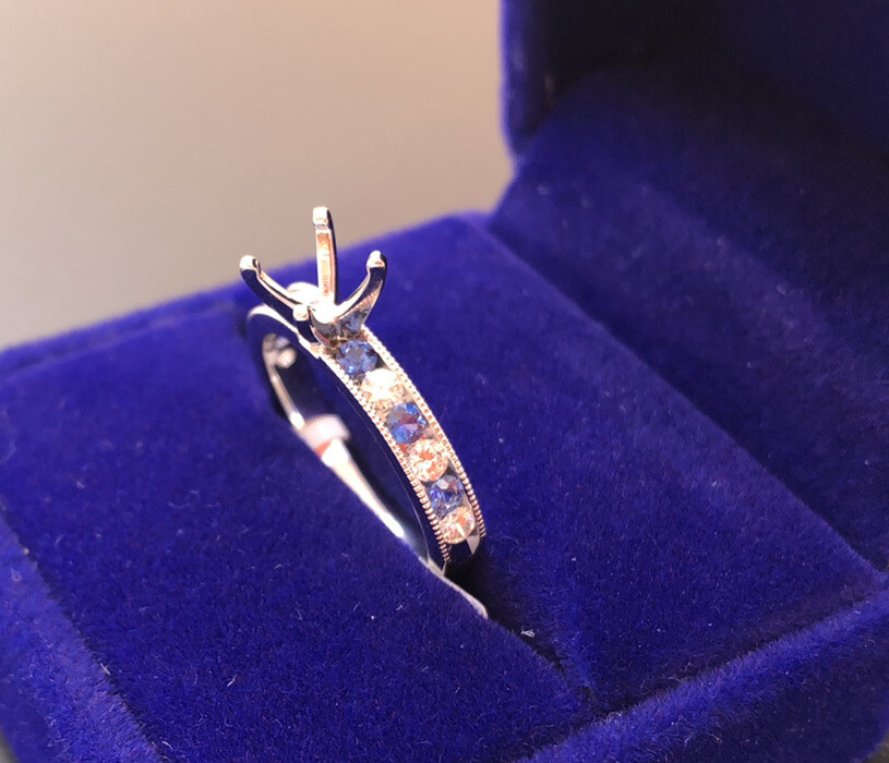 14k White Gold Sapphire And Diamond Engagement Ring Setting