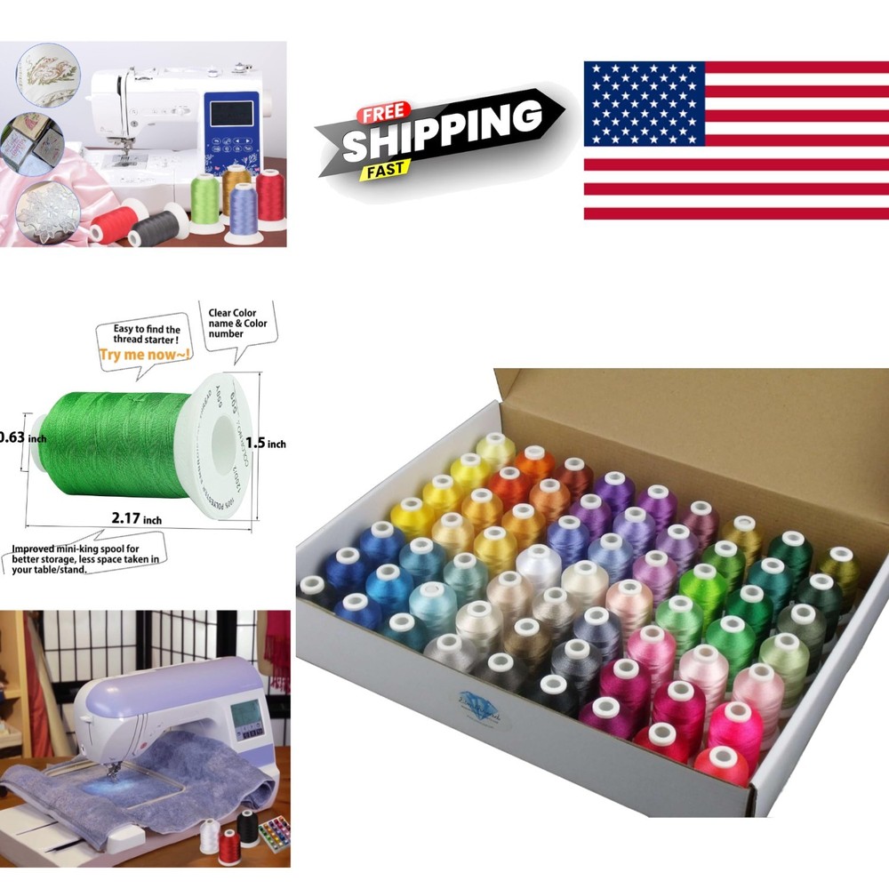 Complete Embroidery Thread Set 63 Colors 550 Yards High Quality Polyester