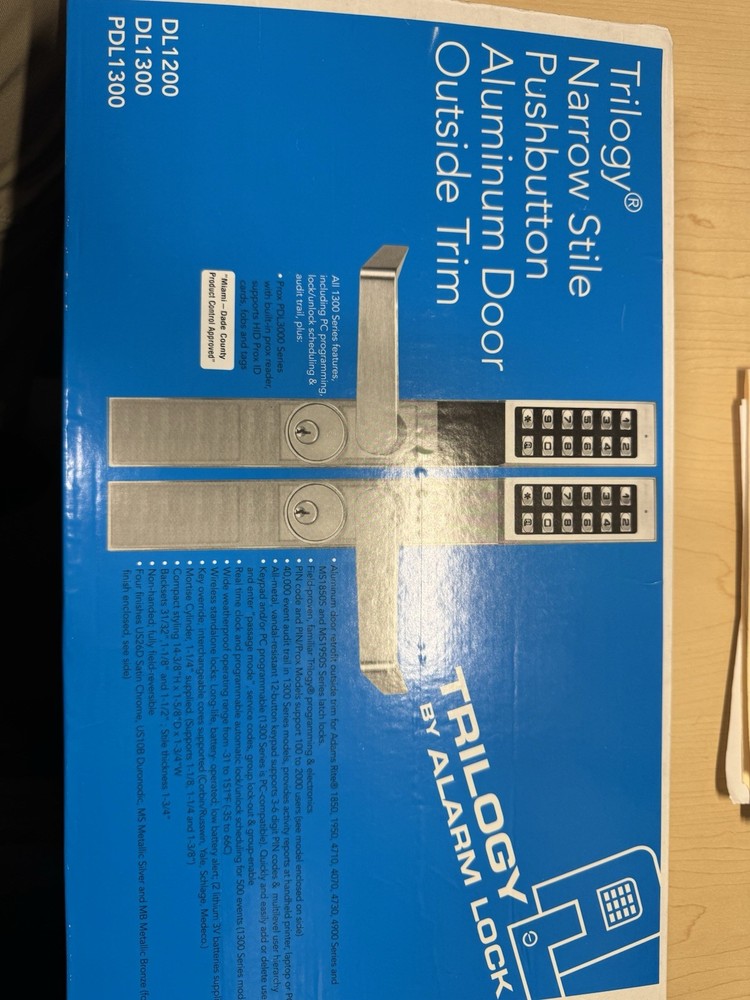 Trilogy Narrow Style Push button Lock