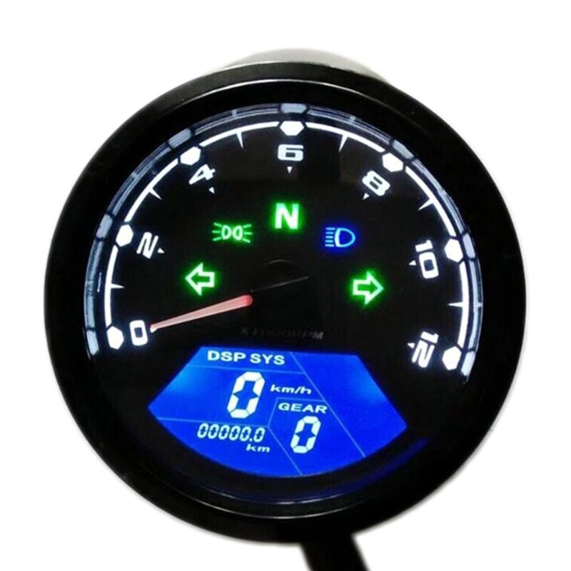 Motorcycle Odometer Speedometer Tachometer Gauges LCD Digital Gauges