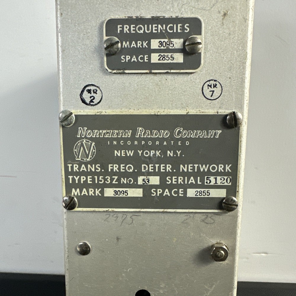 Trans. Freq. Deter. Network. Type 153z #53. Frequencies Mark 3095 Space 2855.