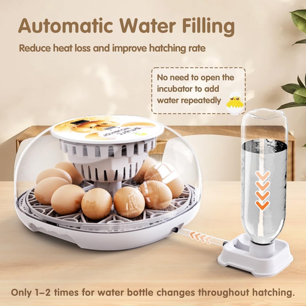 Incubators for Hatching Eggs Quail Egg Incubator 12 Eggs with Automatic Egg T...