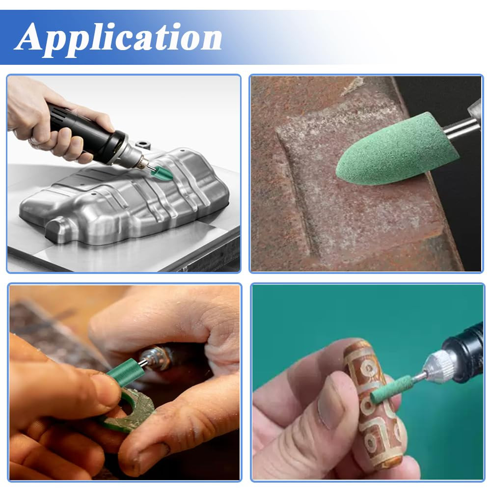 39 Pcs Rubber Polishing Drill Bits,Green Buffer Abrasive Bits Metal Polish Tips