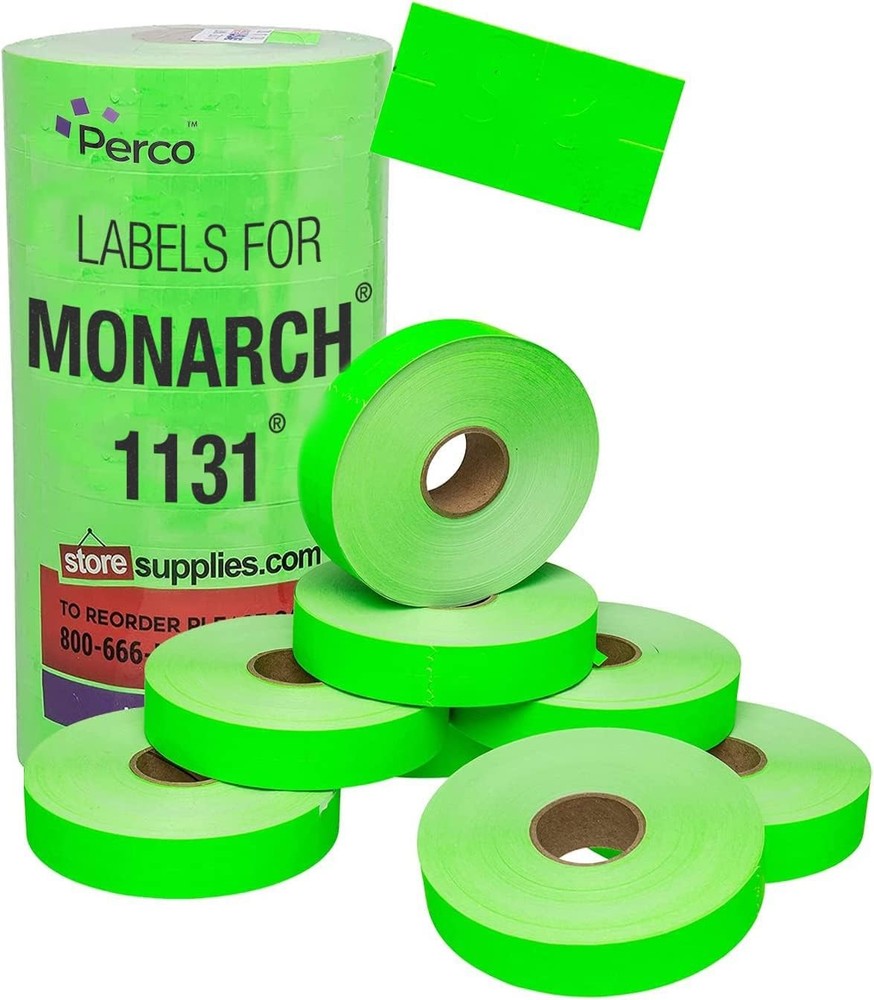 Perco Fluorescent Green Pricing Labels for 1 Sleeve,