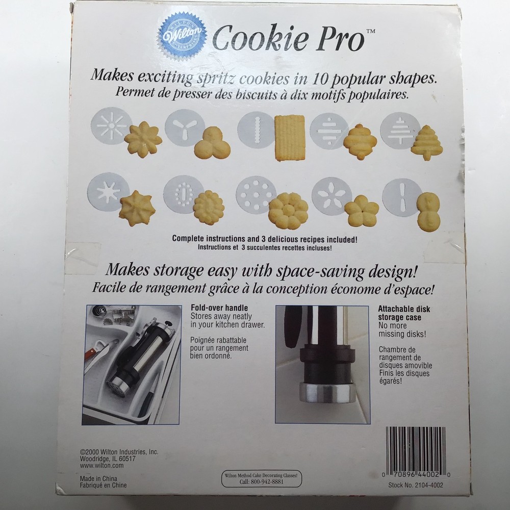 WILTON COOKIE PRO 10 Disc Shapes Fold Over Handle Storage Case, Instructions NIB