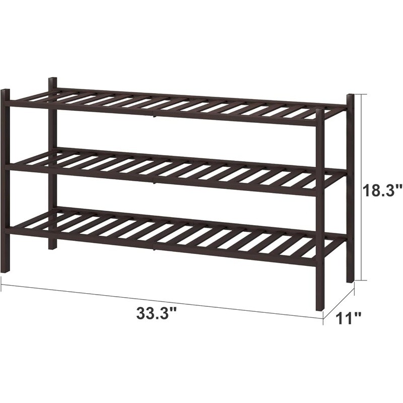 Stackable Bamboo Shoe Rack 3 Tier Organizer Easy Assembly Storage Solution New