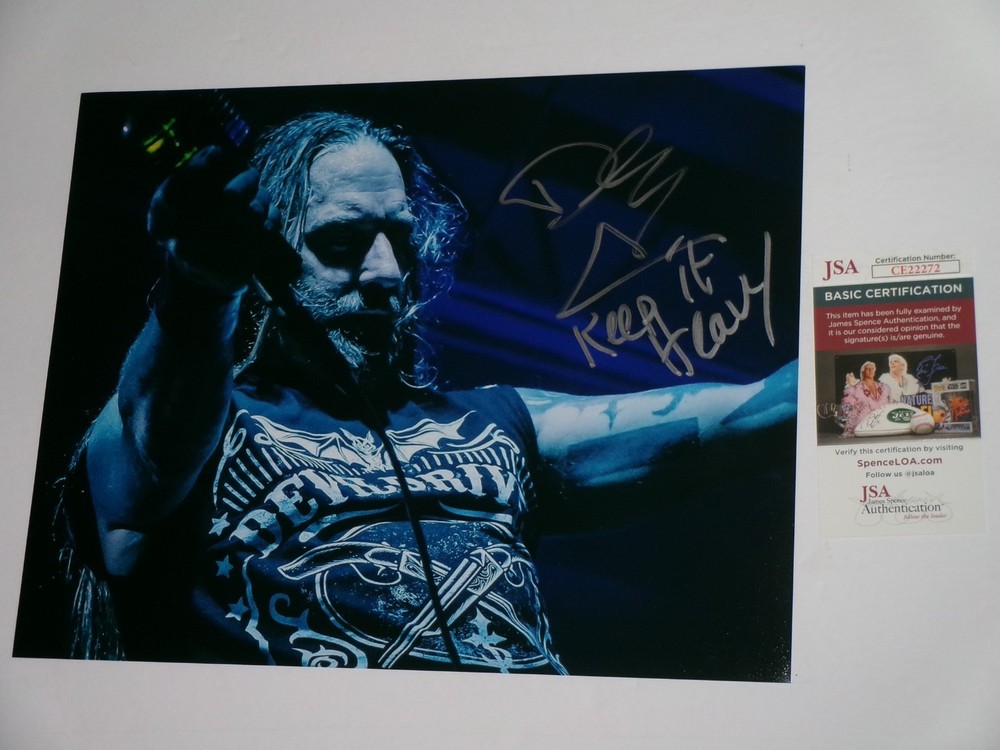 DevilDriver Dez Farara Signed 11x14 Color Photo JSA CERT Inscrip "Keep It Heavy"