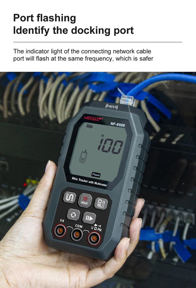 2in1 Network Cable Tester & Digital Multimeter Cable Tracker Cat5Cat6 PoE Tester