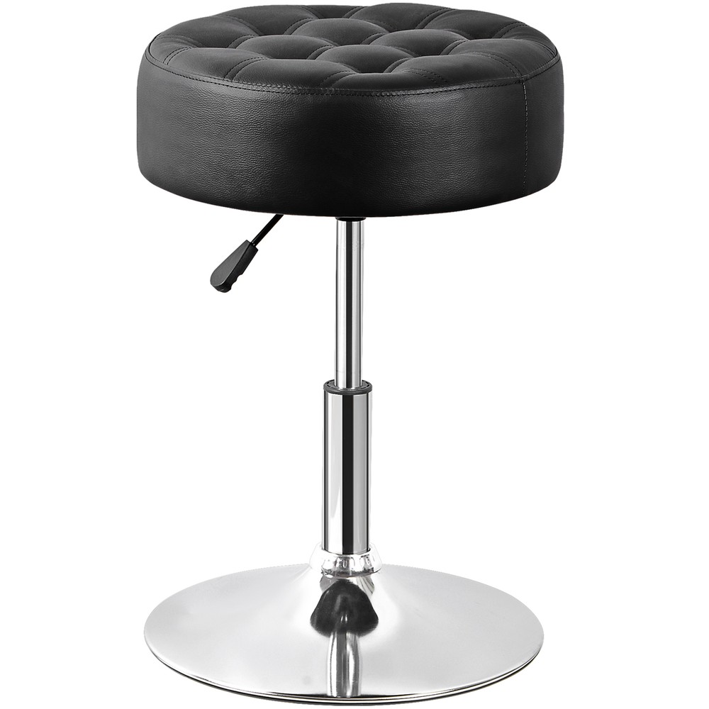 Set of 2 Black Vanity stool for Makeup Adjustable Height PU Leather Bar Stool