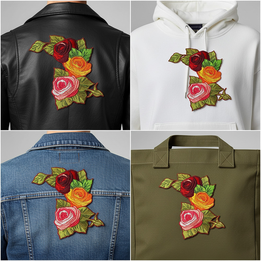 Romantic Rose Embroidered Patch | Made in USA