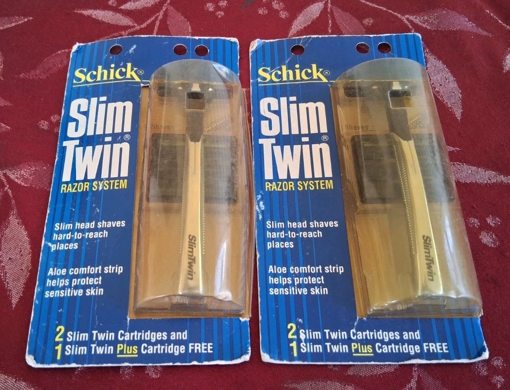 2-Vintage Schick Slim Twin Plus Razor System NOS
