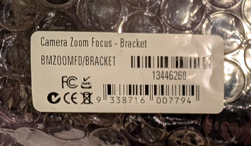 New NIP Blackmagic Design Camera Zoom Focus - Bracket BMZOOMFD/BRACKET