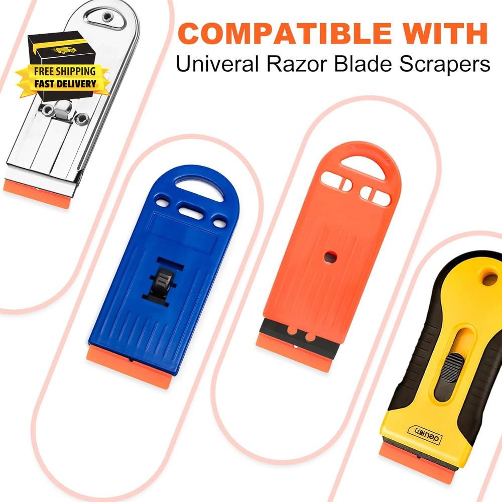 Plastic Razor Blades, 200 Pcs Double Edged Safety Scraper Blades, Plastic Scrape