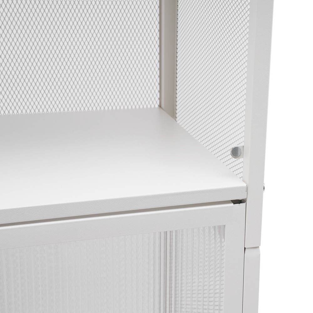 Kitchen Storage Sideboard, Buffet Cabinet with Barn Doors, White
