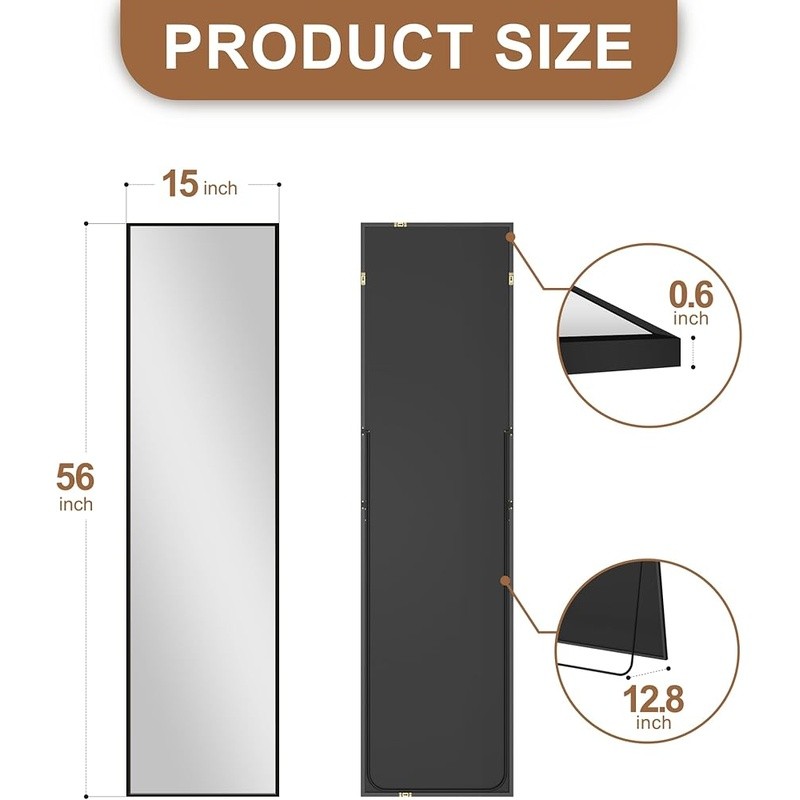 Full Length Standing Mirror HD Reflection Explosion Proof Wall Mount Free Stand