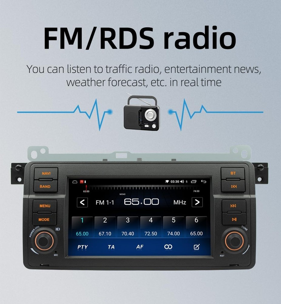 Android 13 Double Din Car Stereo for E46 1998-2006 Wireless Carplay Android Auto