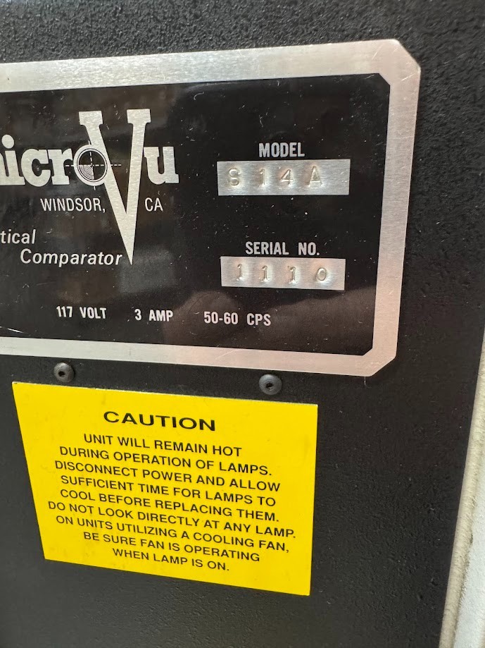 MicroVu Optical Comparator Model S 14A Micro Vu Edge detector