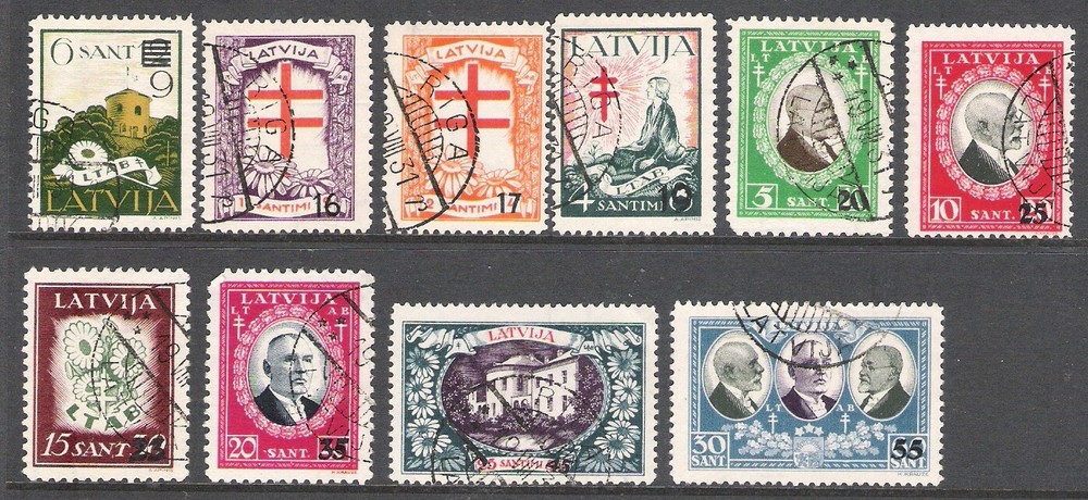 LATVIA 1931 TUBERCULOSIS OVERPRINTED NEW VALUES SET (F)