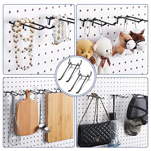 Pegboard Double Arm Peg Straight Hook Garage Storage Wall Organizer Pegboard ...