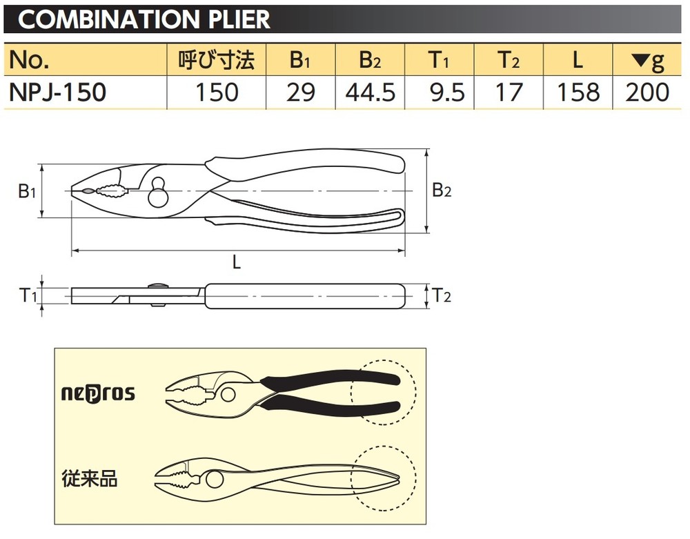 NEPROS COMBINATION PLIERS NPJ-150 New