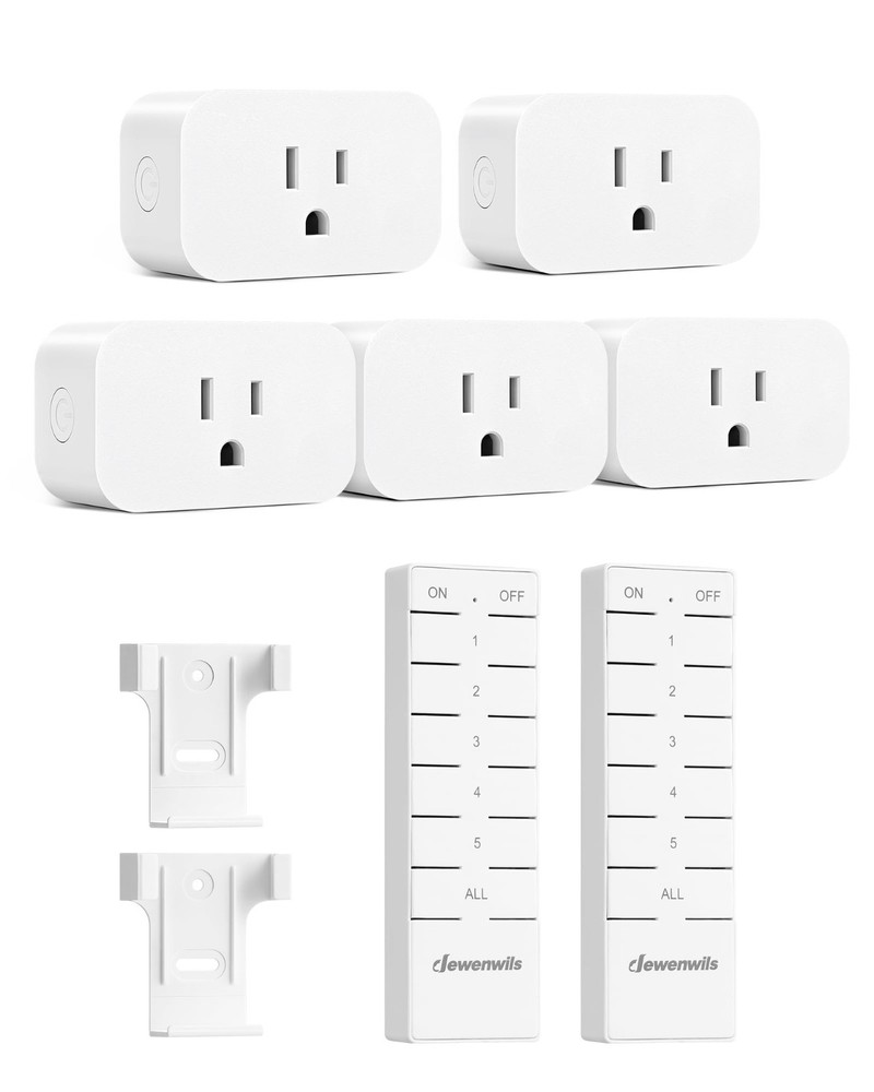 Remote Control Outlet Switch - 5 Outlets, 2 Remotes, 100FT Range, Indoor Use, 15