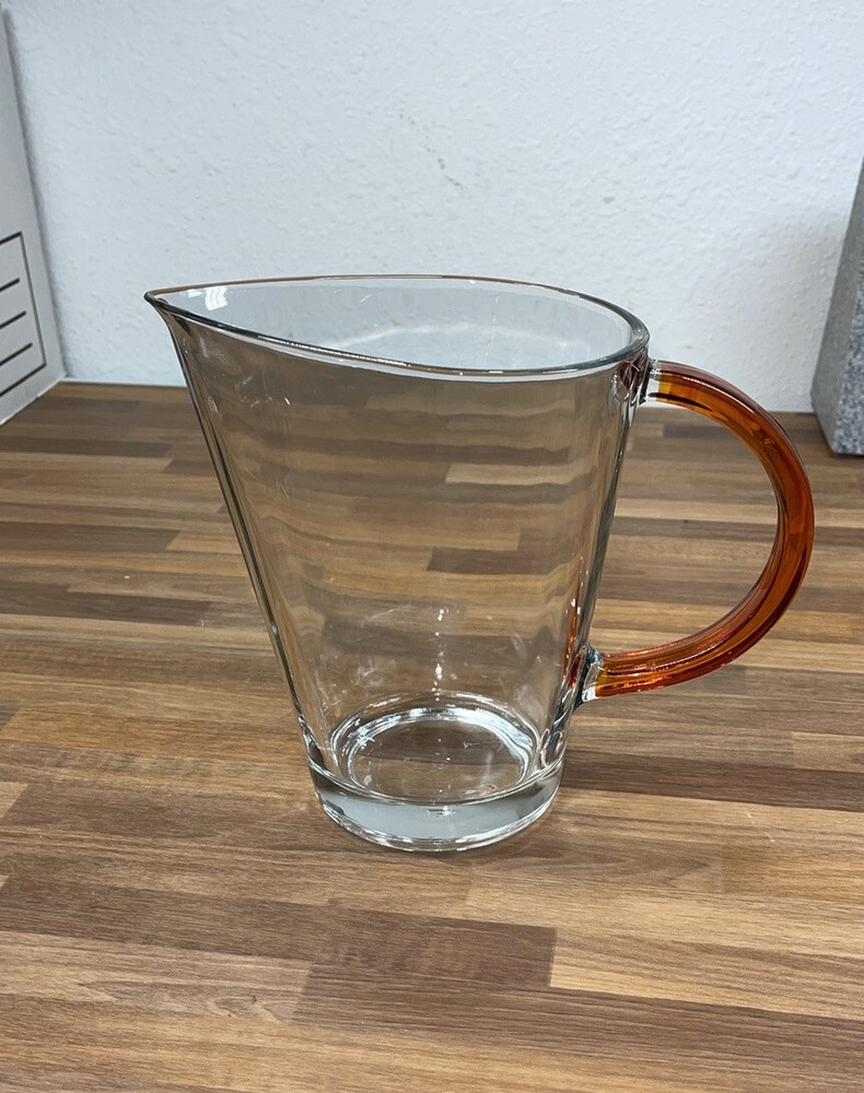Modern Form Clear Glass Pitcher with Amber Handle