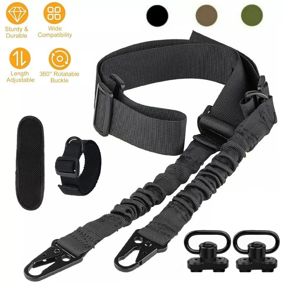 2 Point Tactical Adjustable Gun Sling Strap MLOK Sling Swivel Mount / D Ring