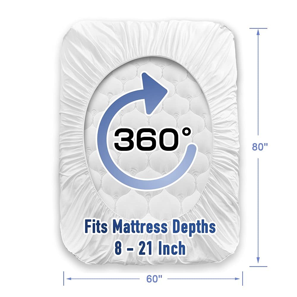 MATBEBY Queen Size Mattress Pad - Cooling Queen, White - Curvy Pattern