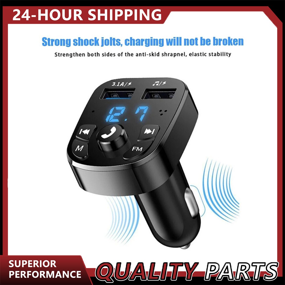 Bluetooth 5.0 Car Wireless FM Transmitter Adapter 2USB PD Charger AUX Hands-Free