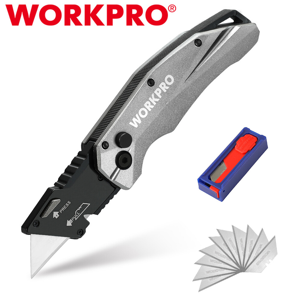 WORKPRO Heavy Duty Folding Utility Knife Quick Change Blade Razor Knife Cutter