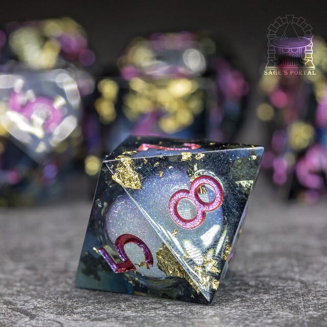 Sage's Nether Souls Liquid Core Sharp Edge Resin Dice Set | Dnd Dice RPG Dice