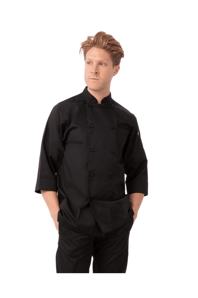 Chef Works Men's Morocco Chef Coat Small Black