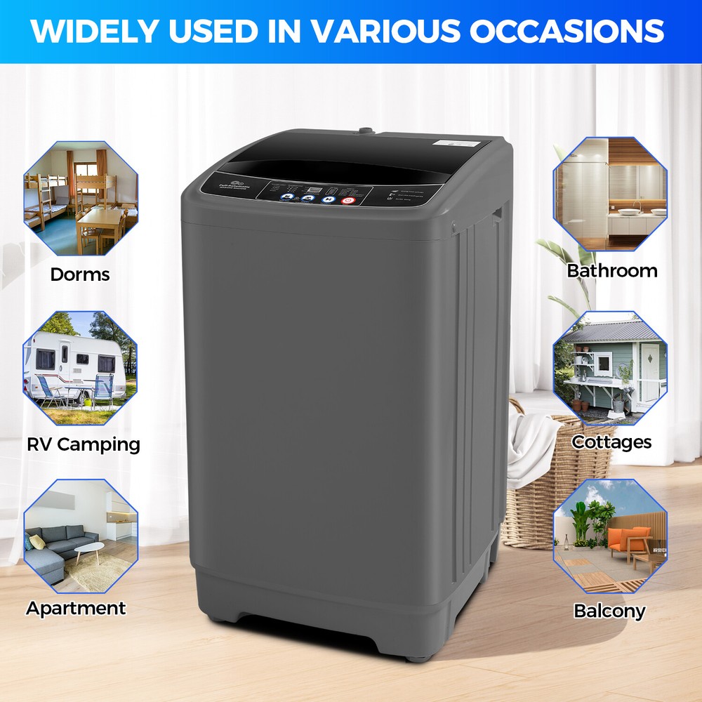 Portable Washing Machine Full Automatic Top-Loading Small Washer 17.8Lbs 15.6Lbs