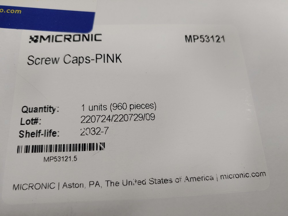 960 Box MICRONIC MP53121 Screw Caps Pink