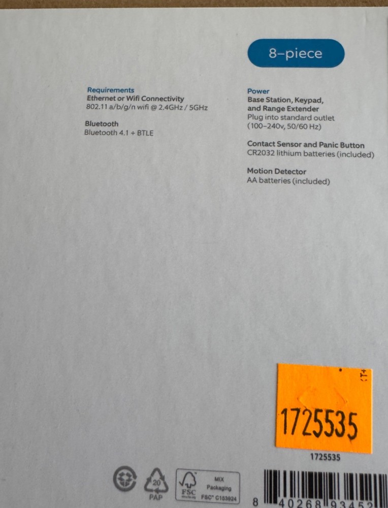 Ring Alarm 8-PC Home Security System 2nd Gen. Panic Button NEW Open Box