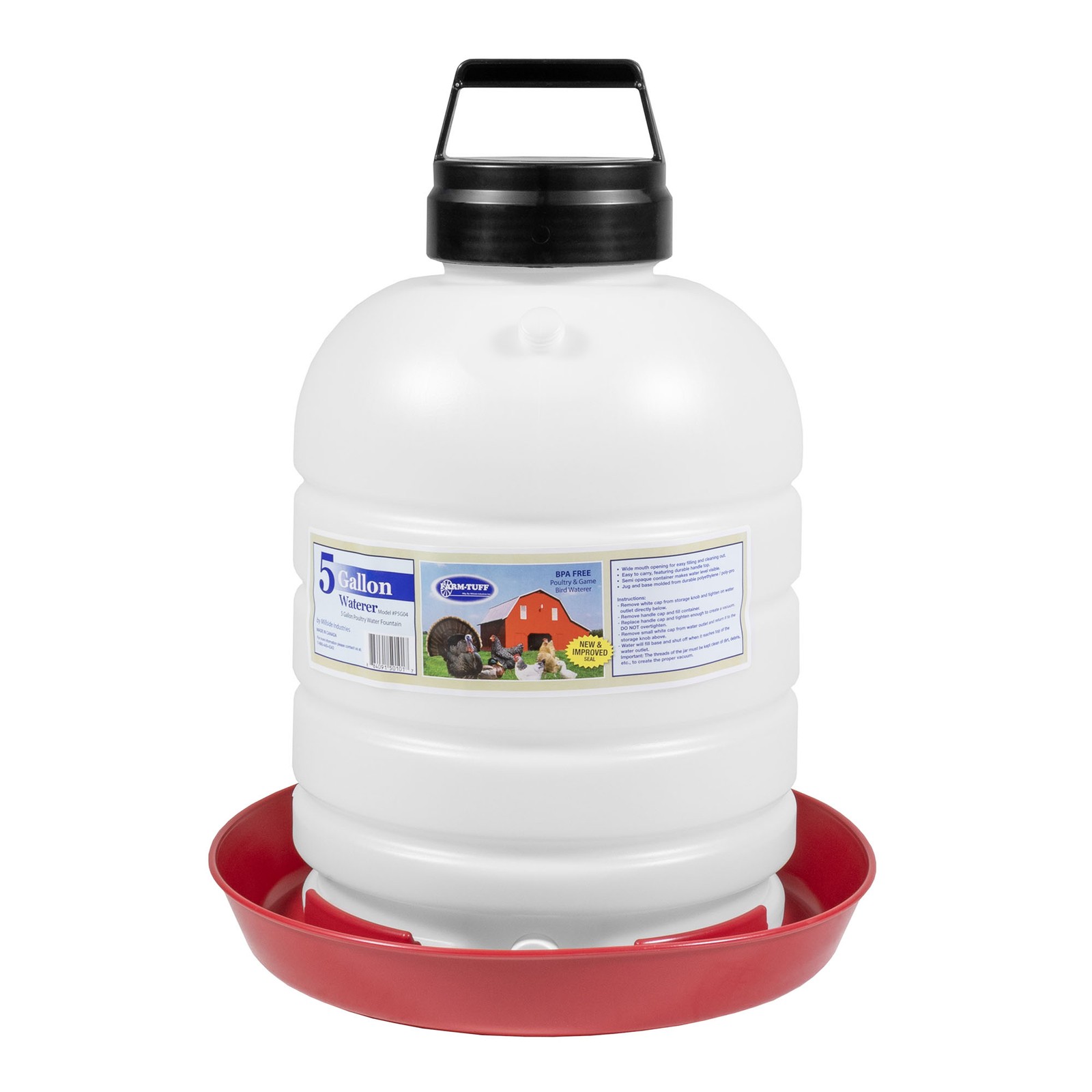 FARM-TUFF Top Fill Plastic Poultry and Game Bird Fountain, 5 Gallon Capacity