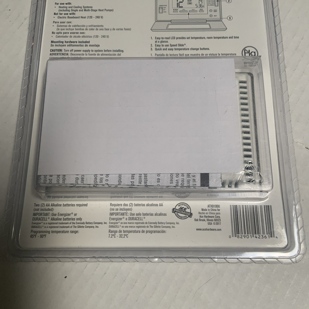 ACE Thermostat Programmable Heating/Cooling Universal Compatibility 42361 NEW