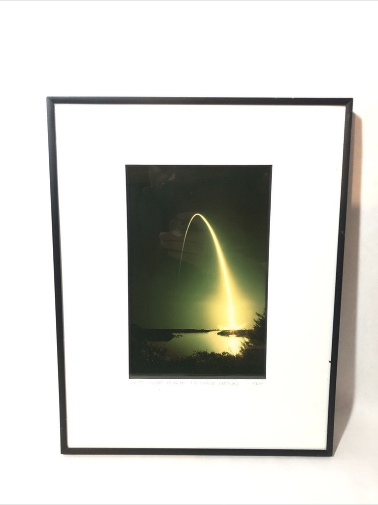 Space Shuttle Launch Timelapse Photography-Framed, Matted, Pencil Signed-14”x11”