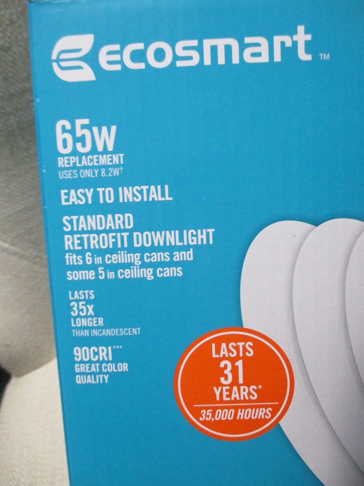 4 pack Ecosmart 65w 5” - 6" Downlight Dimmable Soft White Screw-in Base NEW