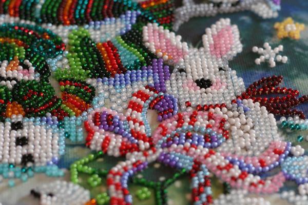Bead embroidery kit New Year's Eve needlework kit Art canvas beadwork pattern