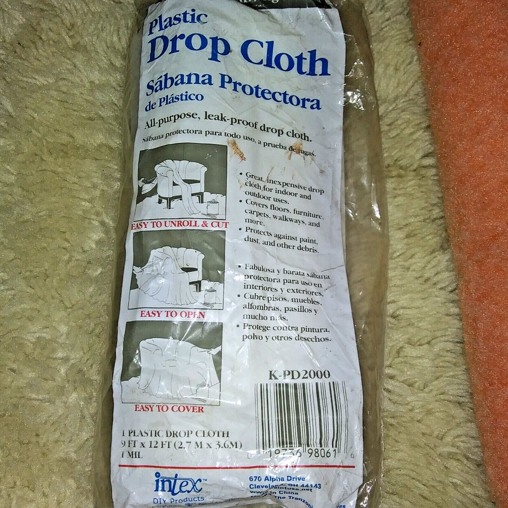 7 pc paint accessories drop cloth, roller,and foam brush set