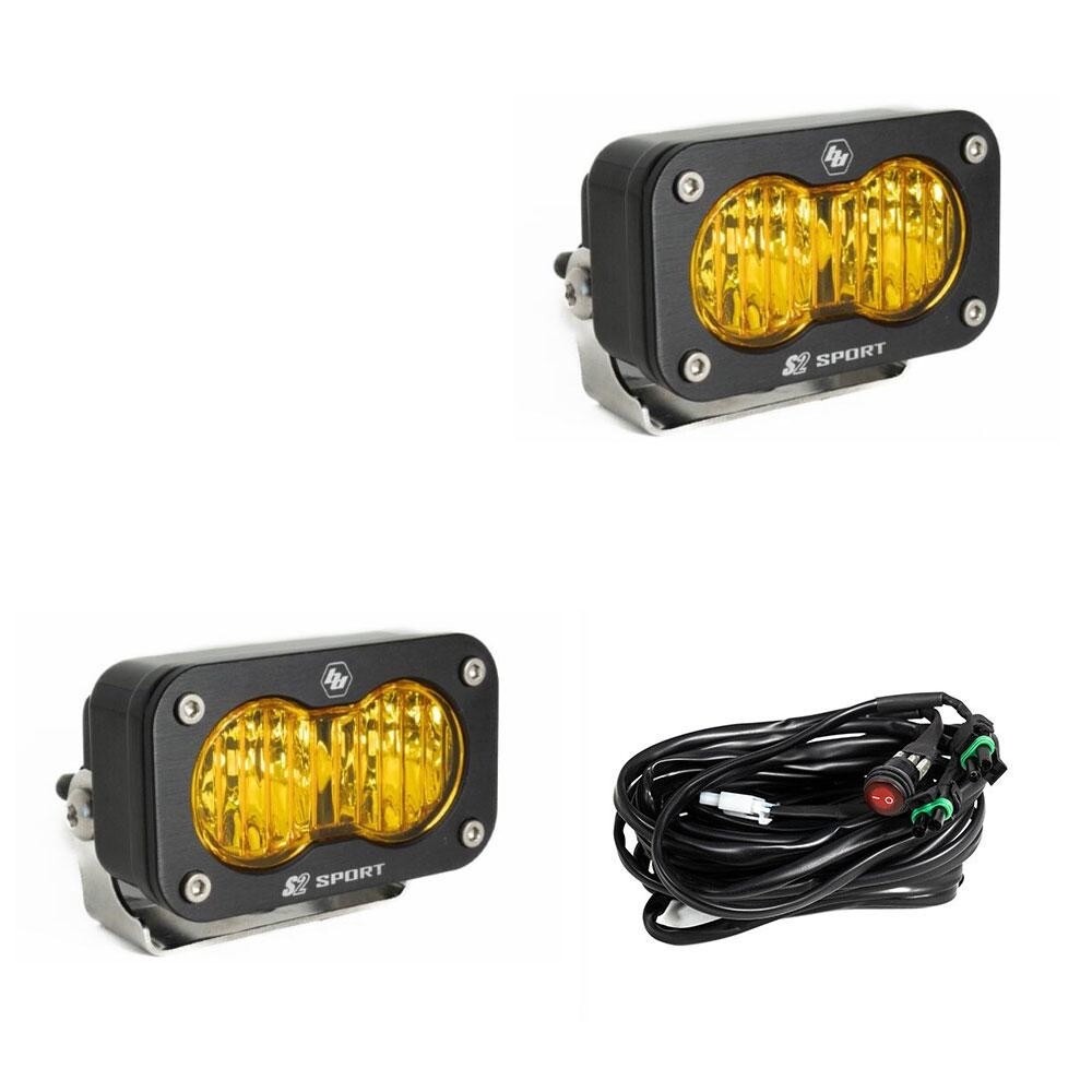 Baja Designs® S2 Sport™ LED Lights Pair Amber Wide Cornering w/Wire Harness