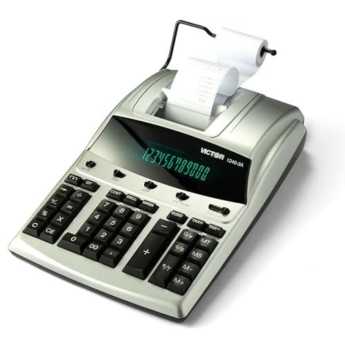 12-Digit Desktop Adding Machine, Large Easy To Read Display, Tape Print Out