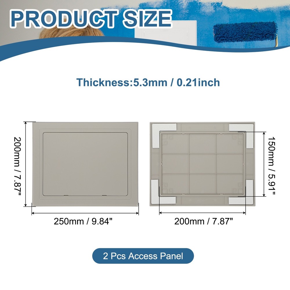 7.87x5.91 Inch(200x150mm) Self-Adhesive Access Panel, 2Pcs Access Doors Grey