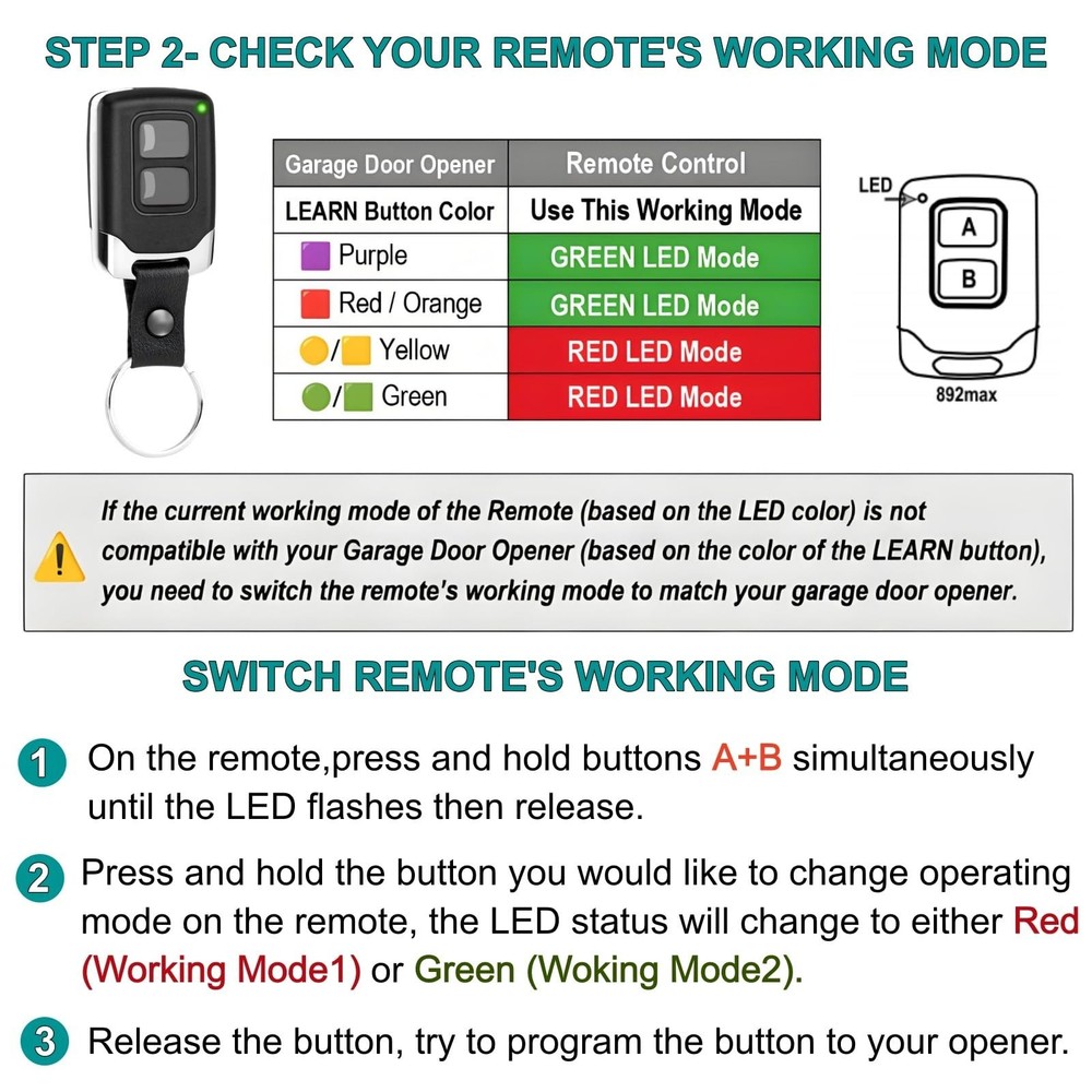 2 Pack Garage Door Opener Remote Only Compatible with LiftMaster Chamberlain ...