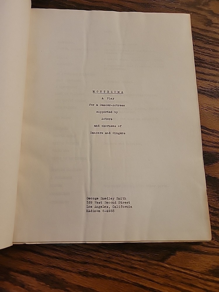 Vintage Play Script 1930's? Montezuma A Play For A Dancer-actress