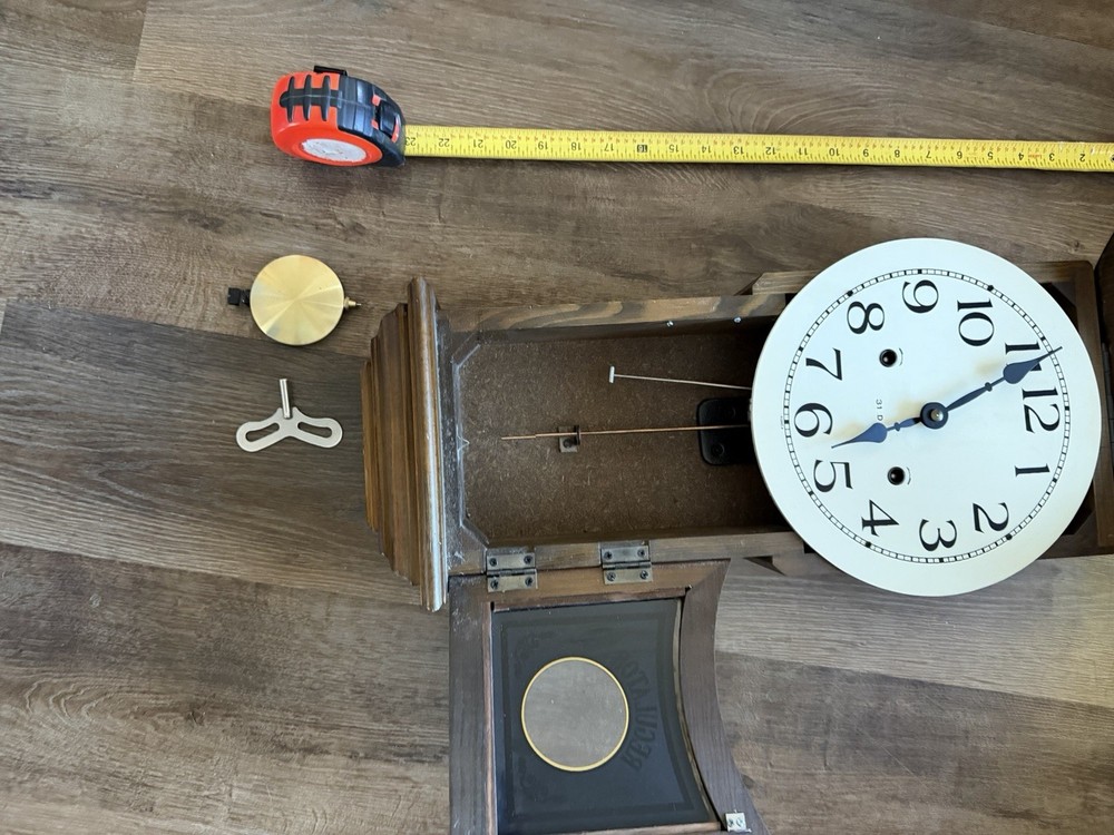 ANTIQUE REGULATOR PENDULUM WALL CLOCK Tested W/ Key