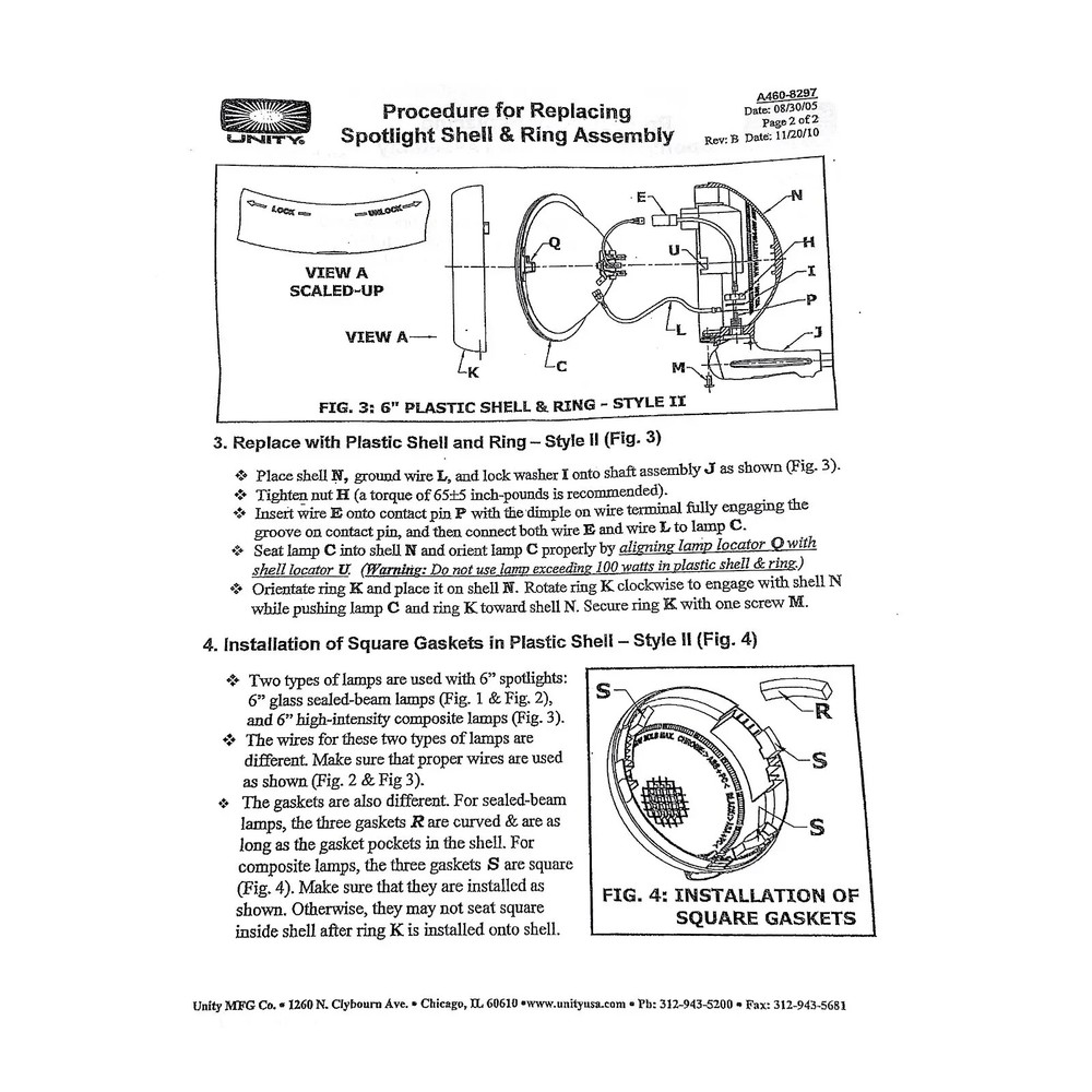 Unity 7662-0002 Spotlight Outer Shell and Front Ring Kit for S04 Heads 6" Black
